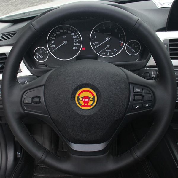 

black natural leather car steering wheel cover for f30 316i 320i 328i