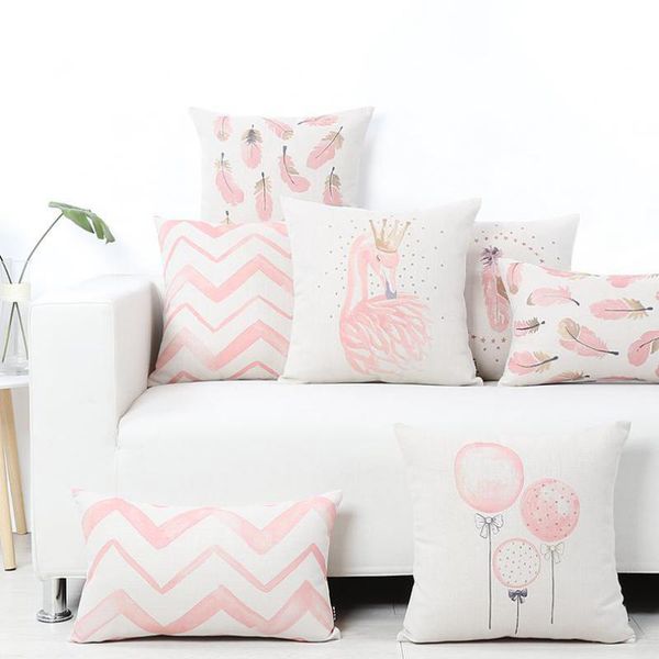 

nordic style flamingo pillow goose feathers balloons wave geometric cushion headrest pink party decorations gift for kids girls
