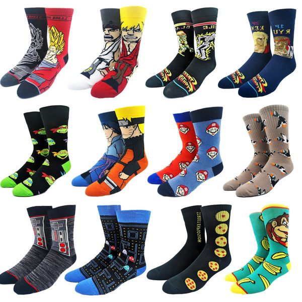 

fashion anime game character funny street style socks novelty creative hip hop cartoon cute skateboard socks, Black