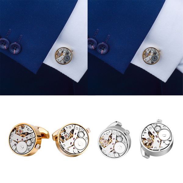 

2 pairs steampunk mechanical movement watch gear men, Silver