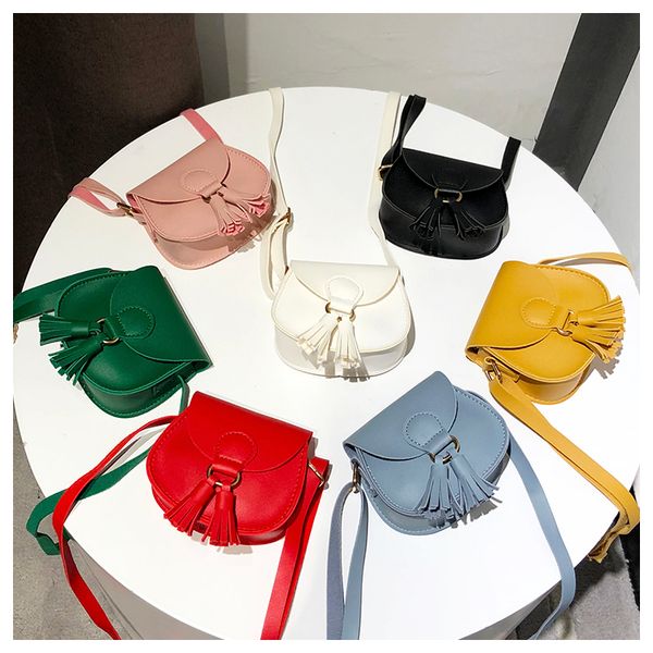 

girls tassel pu bag ins single shoulder bag fashion children coin purse mini bags casual travel simple wallet women pu bags yfa955