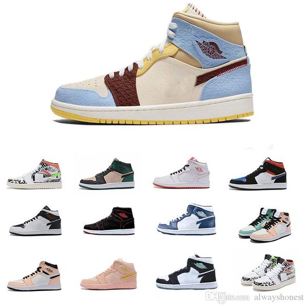 

1 high mid fearless low fearless obsidian mens basketball shoes spiderman unc 1s chicago banned bred toe men sport outdoor shoes sneakers 36