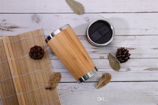 

reusable bamboo tumbler bamboo eco friendly tumblers 304 stainless steel inner water bottle travel mugs with lid