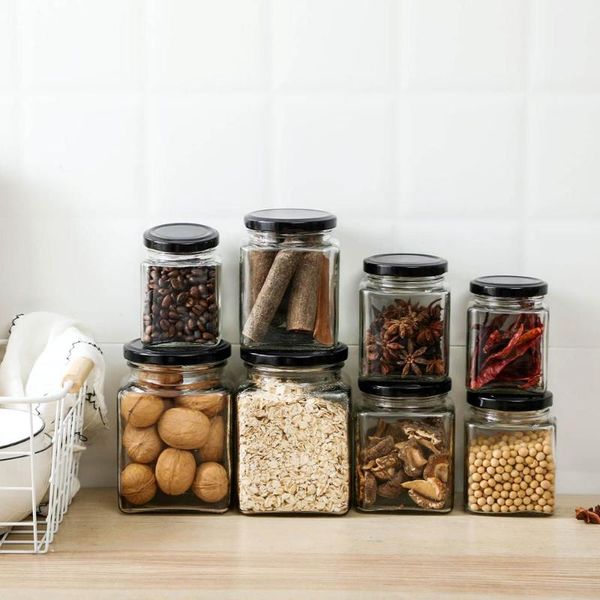 

kitchen storage containers transparent glass storage jar bottle candy home glass sealed container kitchen organizer