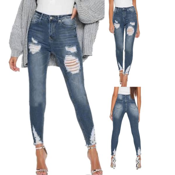 

women summer pants 2019 new stretch jeans female low waist stretch slim pencil pants y515, Blue