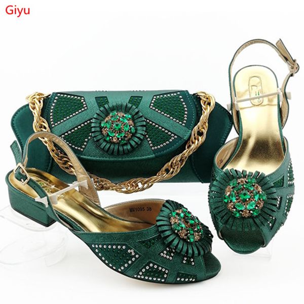 

new coming african shoes and bag set low heels nigerian design shoes with matching bag slipper for party ly1-20, Black