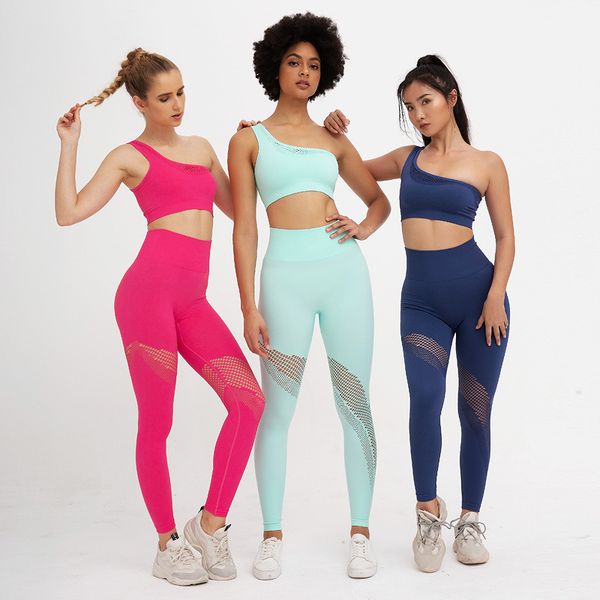 

women yoga sets fitness sportwear sports bra mesh seamless leggings gym wear running outfits workout clothing set, White;red