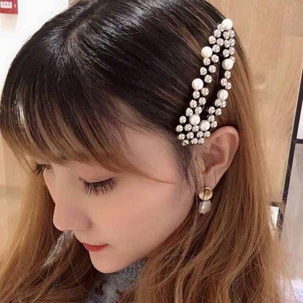 Fashion Big Hair Pins Korean Simulated Pearl Beaded Women