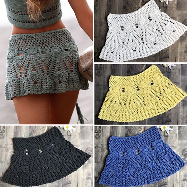 

1 pcs women knitted a line skirt summer bikini swimsuit 6 color breathable for beach holiday xr-hot
