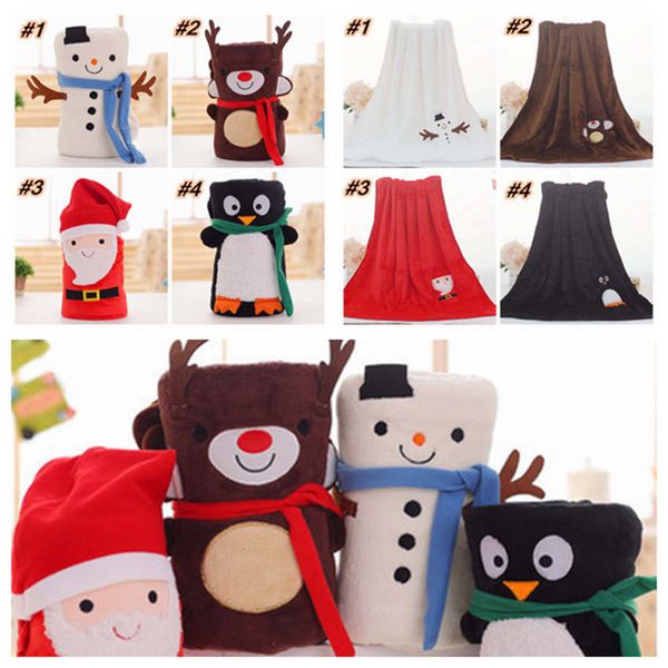 

cartoon christmas flannel blanket foldable santa claus snowman penguin deer pattern carpet washable keep warm soft throw blankets zza1473