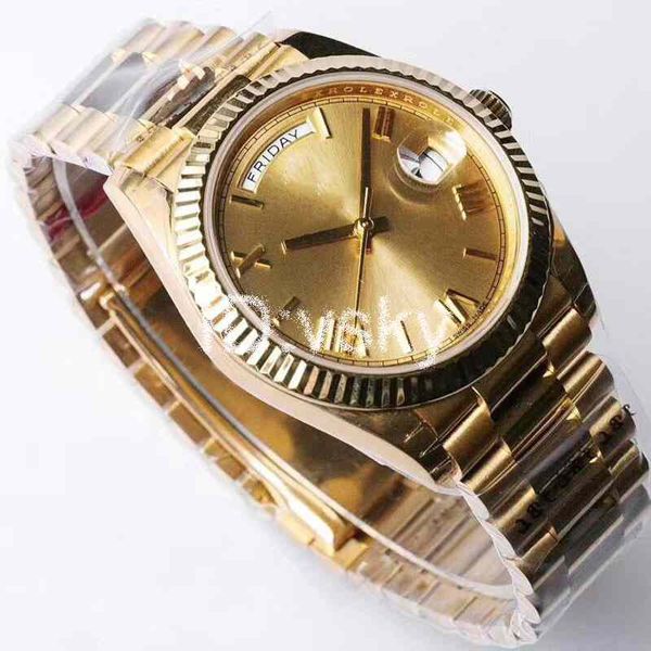 

luxury mens watches automatic 2813 mechanical watch men big magnifier 41mm stainless steel solid clasp president mens watches wristwatches, Slivery;brown