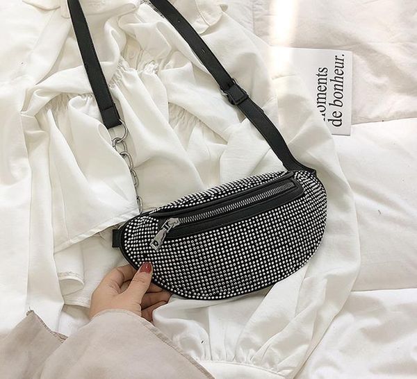 

belt bags chain flash rhinestone shoulder messenger chest bags 2020 new bag female