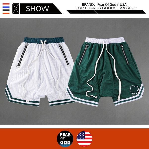 

designer high street tide brand fear of god mesh europe and america loose shorts tide fog celtics basketball fashion pants, White;black