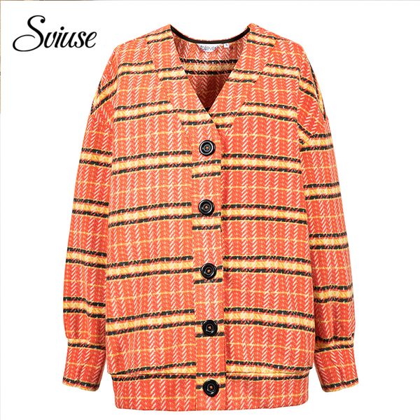 

женщины плед трикотажные кардиганы элегантный винтаж однобортный негабаритных свободные свитера кардиганы осень зима женский перемычка 2018, White;black