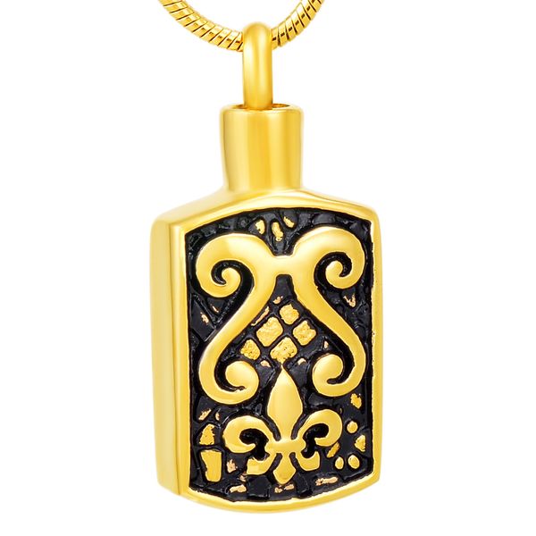 

new z2899 square flower pattern stainless steel cremation necklace holder ashes urn memorial keepsake pendant jewelry, Silver