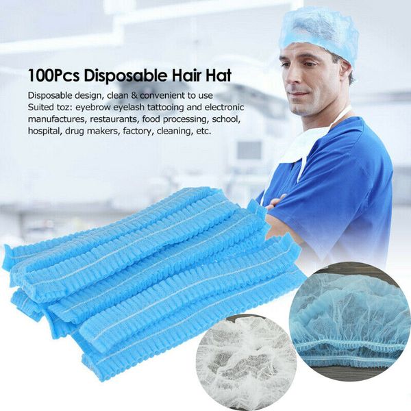 

disposable hair net bouffant cap for kitchen food worker non woven spots 100pc