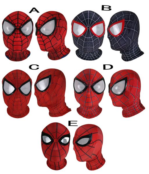 

3d printed spiderman masks halloween party cosplay spiderman costumes lycra spiderman mask superhero lenses multi-style mask, Black;red