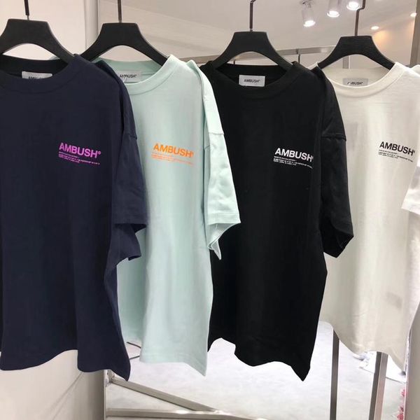 

19ss ambush t shirt мужчины женщин 1: 1 высокого качества 3m отражательная тенниска high street hip-hop cotton top тройники ambush футболка, White;black