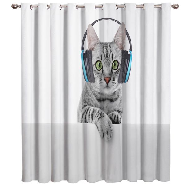 

cats wearing headphones window treatments curtains valance room curtains large window bathroom bedroom outdoor indoor