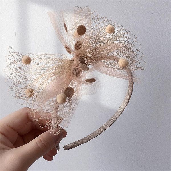

children girl kids cute bow knot pompom hairbands headbands vintage head wear accessories-swd-w19, Slivery;white