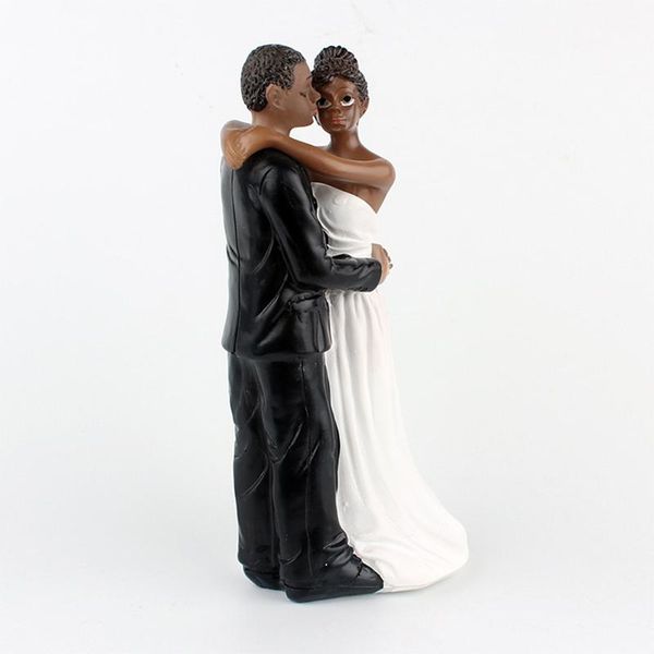 

tpfocus african american wedding bride and groom cake er figurine, resin wedding anniversary gift, 6.30 inch