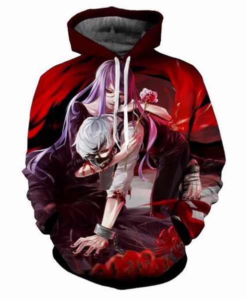 

new fashion sweatshirt men / women 3d hoodies anime tokyo ghoul harajuku style stylish hooded hoodies usa049, Black