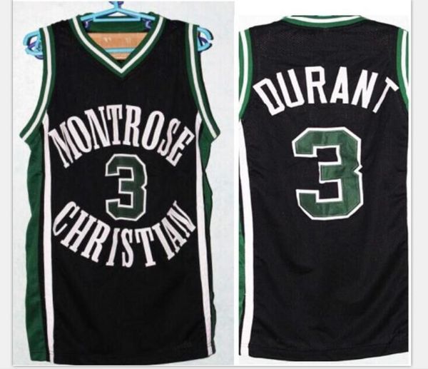 

custom men youth women vintage montrose christian #3 k. durant basketball jersey size s-6xl or custom any name or number jersey, Black