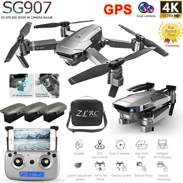 

Sg907 gp drone 4k hd dual camera 5g wifi fpv drone rc quadcopter follow me a0i3