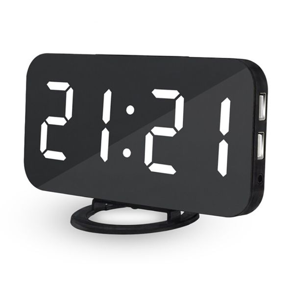 

electronic led digital deskdecoration alarm clock with dual usb port for phone, automatically adjust the brightness design