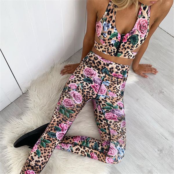 

sexy цветочные печати женщины спорт йога установить фитнес-центр одежда для бега трусцой рукавов бюстгальтеры gym + workout поножи спортивна