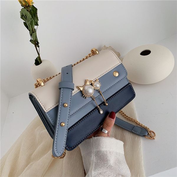 

women's chain single shoulder bag women's splicing fashion quality across small square bag handbag