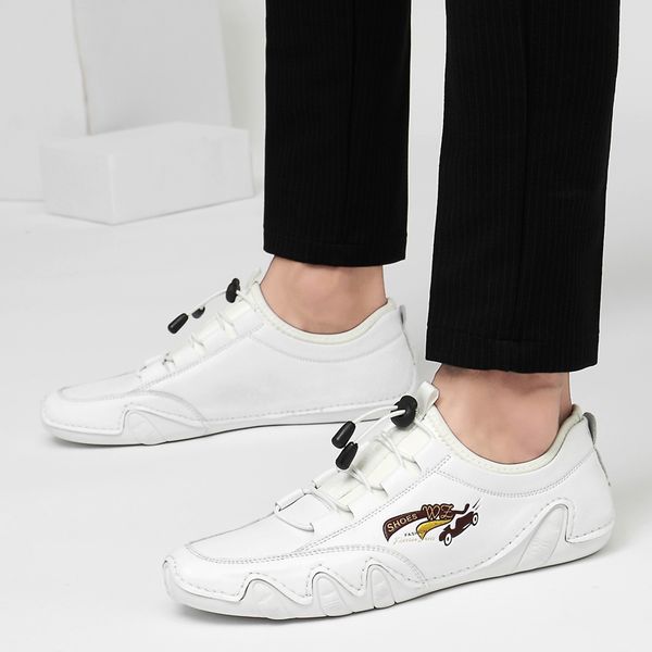 

new men's shoes genuine leather men casual shoes spring and autumn loafers slip-on soft men flat driving 38-46, Black