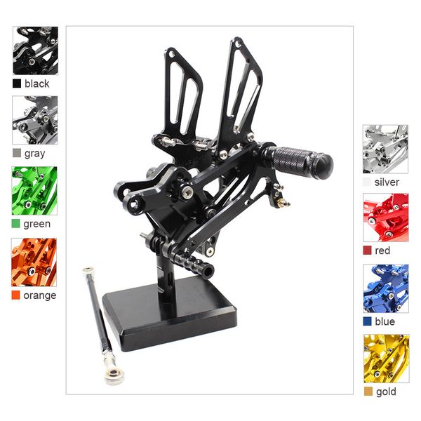 

cnc aluminum adjustable motorcycle rear set foot pegs rearset for cbr600 f4i f2 f3 f4 2001-2007 footpegs pedals footrest