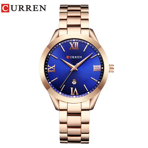 

curren fashion casual ladies wrist watch stainless steel dress women watches calendar analog quartz female clock ladies gifts, Slivery;brown