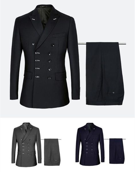 

men's suits & blazers myloddy men slim fit fashion suit double breasted wedding groom party costume 2 pieces set (jacket+pants), White;black