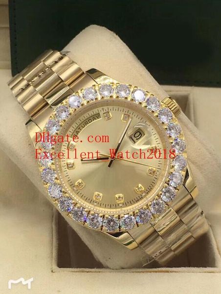 

5 the new buy mens watches 43 mm 228238 128348 228398 day date 18k yellow gold president bezel diamond asia 2813 movement automatic m, Slivery;brown