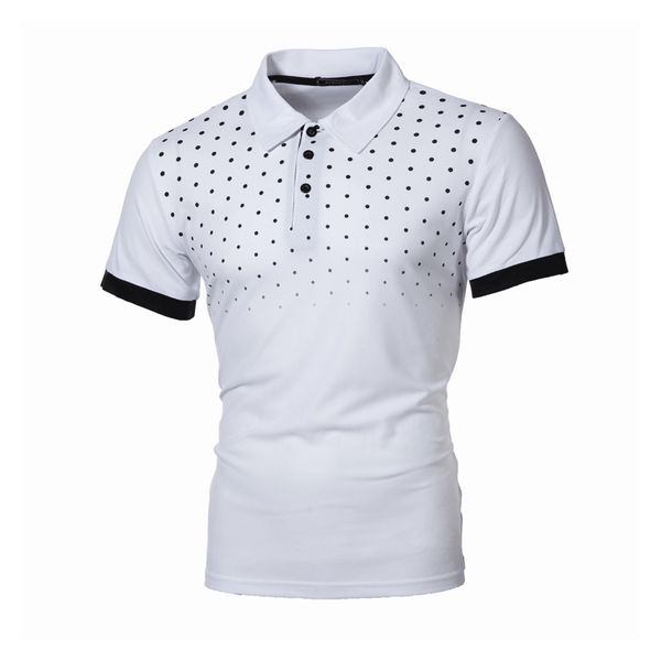 

summer men's short-sleeved polo fir popular fashion short-sleeved print slim european and american short-sleeved polo fir, White;black