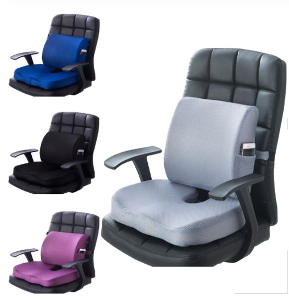 

chair cushion 2pcs office car memory foam pillow set spine coccyx protect seat office sofa chair back cushion waist mat grid