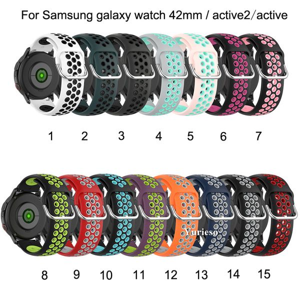 İki Renk Nefes Silikon Bilek Bandı Kayışı Galaxy İzle için 42mm Samsung Active2 Akıllı İzle Fabrika Için Değiştirilebilir Promosyon