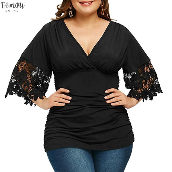 

women ladies plus size blouses fashion womens new v neck half sleeve ruched empire waist shirt blusas mujer, White