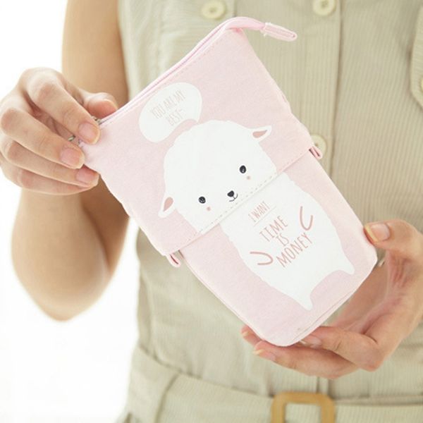 

character cartoon pencil case telescopic cute storage bag deformation cosmetic bag portable canvas pen bag organizer