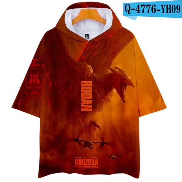 

new godzilla monster-godzilla fashion men and women hooded short-sleeved t-shirt