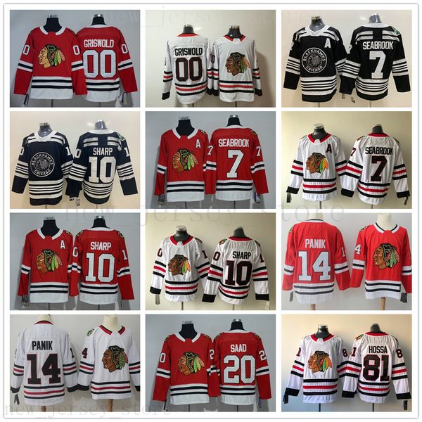 

2019 chicago blackhawks hockey jerseys 00 clark griswold 7 brent 10 patrick sharp 14 richard panik 20 brandon saad 81 hossa blank jerseys, Black;red