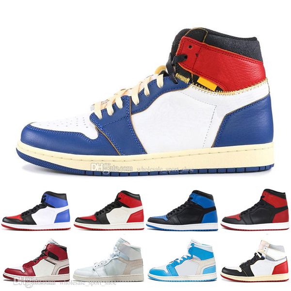 

union og 1 3 mens basketball shoes chicago bred banned black toe unc royal blue black orange 1s men sports sneakers designer trainers, White;red