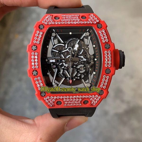 

v2 red devils version rm 35-02 rafael nadal ntpt whole carbon fiber diamonds case japan nh automatic rm35-02 mens watches rubber strap, Slivery;brown