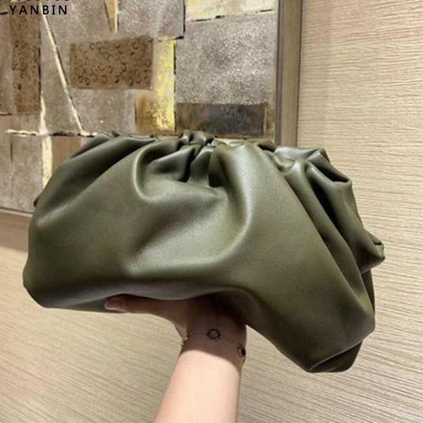 

день сцепления партии вечера кошелек сумка женщин большой большой ruched подушка сумка кожаный чехол сумка 2019 лето белый коричневый зелены