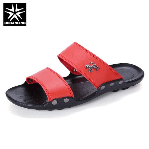 

2018 summer shoes men sandals slip-on leather beach mens slippers platform black male sandals rubber shoes