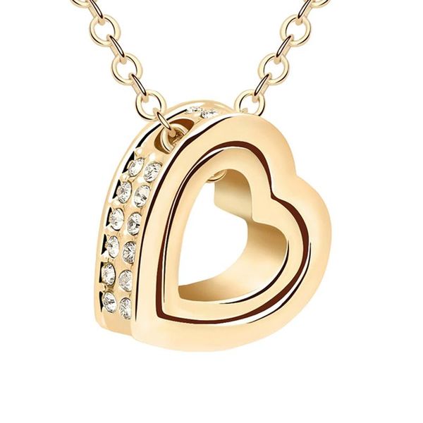 

fashion simple double heart pendant necklace for women all-match female jewelry accessories gift, Silver
