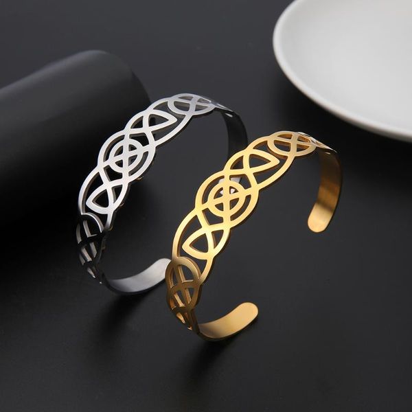 

fishhook triquetera hollow vicca punk amulet talisman stainless steel metal summer bangle bracelet for man woman gift jewelry, Black
