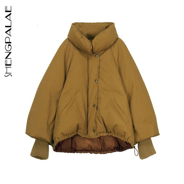 

shengpalae 2019 new fashion winter jacket women stand collar solid loose casual tide short fund japanese cotton coat female a201, Black